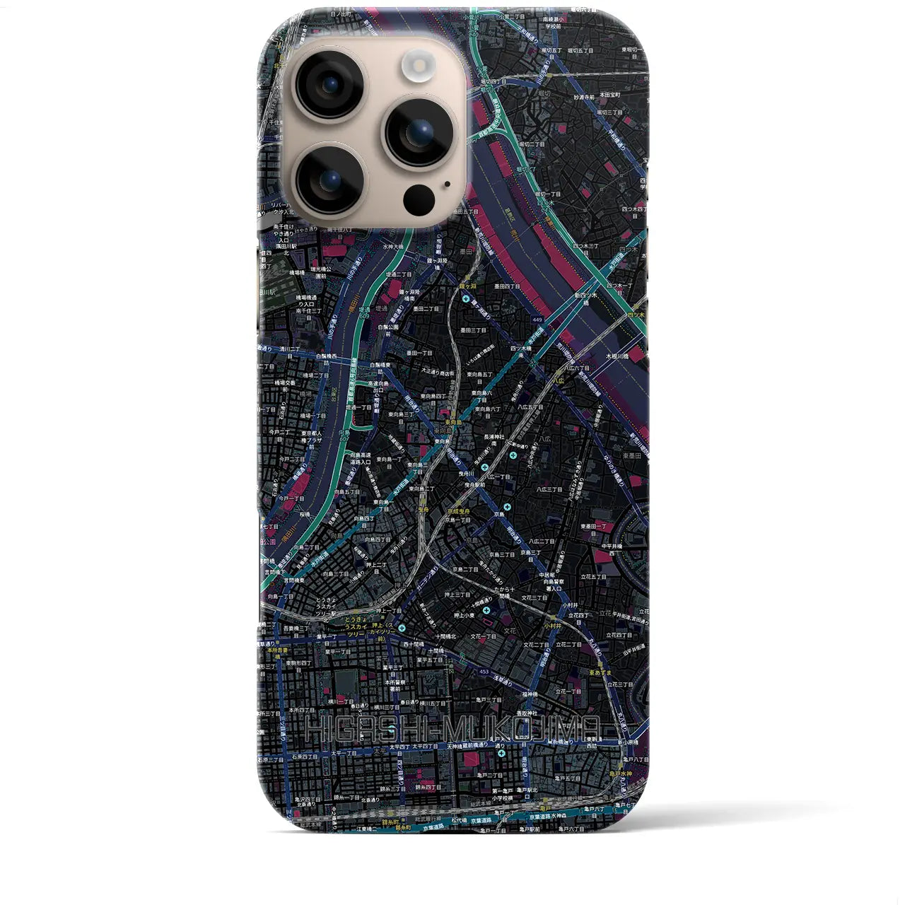 【東向島(東京都)】地図柄iPhoneケース(バックカバータイプ)