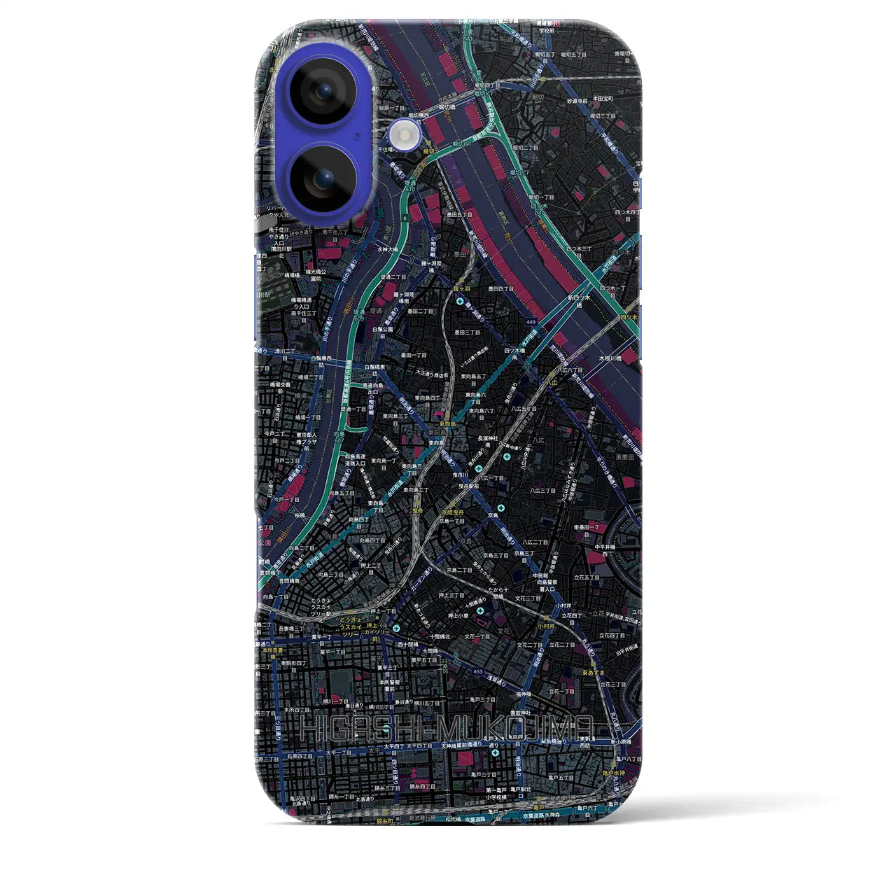 【東向島(東京都)】地図柄iPhoneケース(バックカバータイプ)