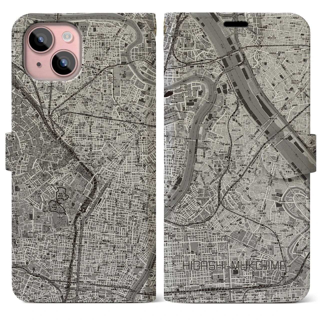 【東向島(東京都)】地図柄iPhoneケース(手帳タイプ)