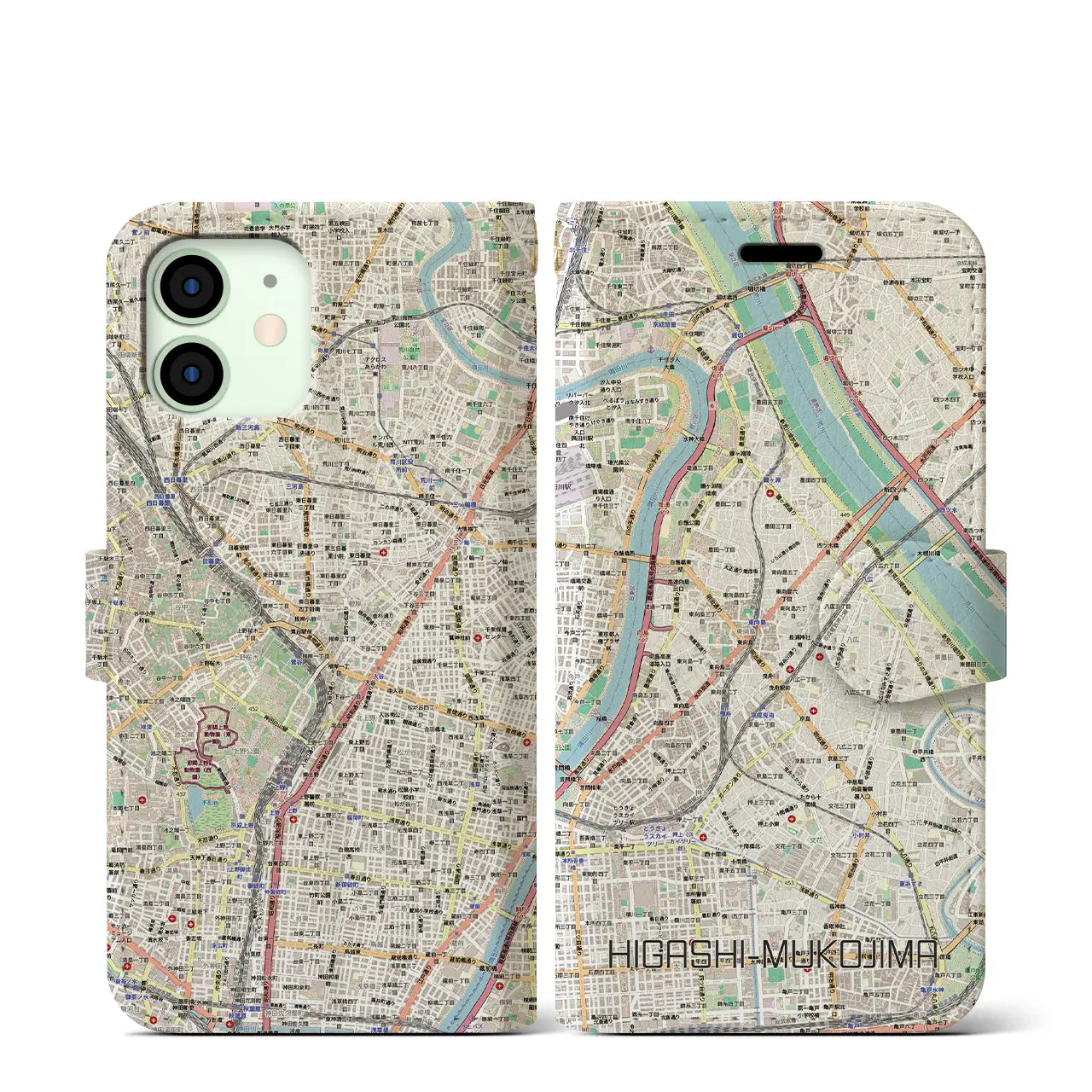 【東向島(東京都)】地図柄iPhoneケース(手帳タイプ)