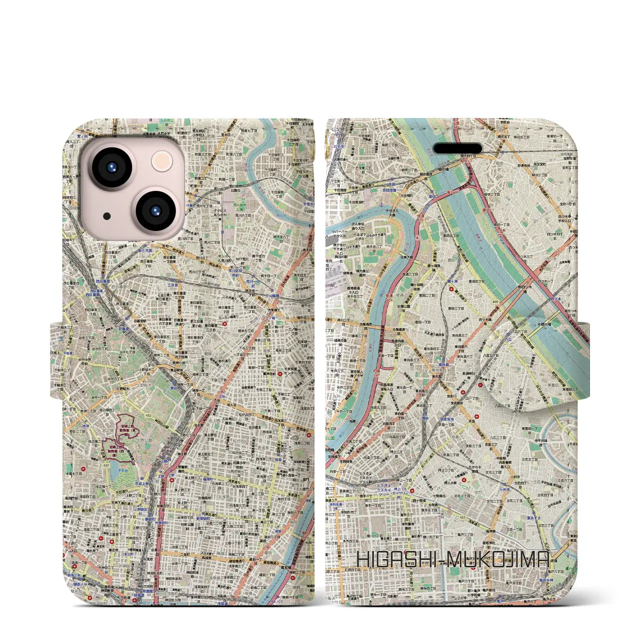 【東向島(東京都)】地図柄iPhoneケース(手帳タイプ)