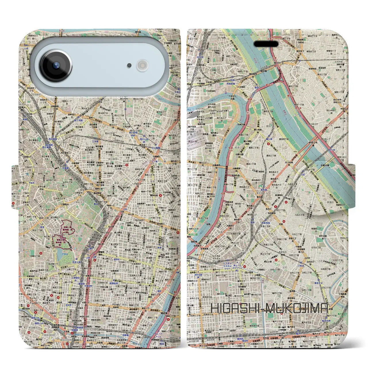 【東向島(東京都)】地図柄iPhoneケース(手帳タイプ)