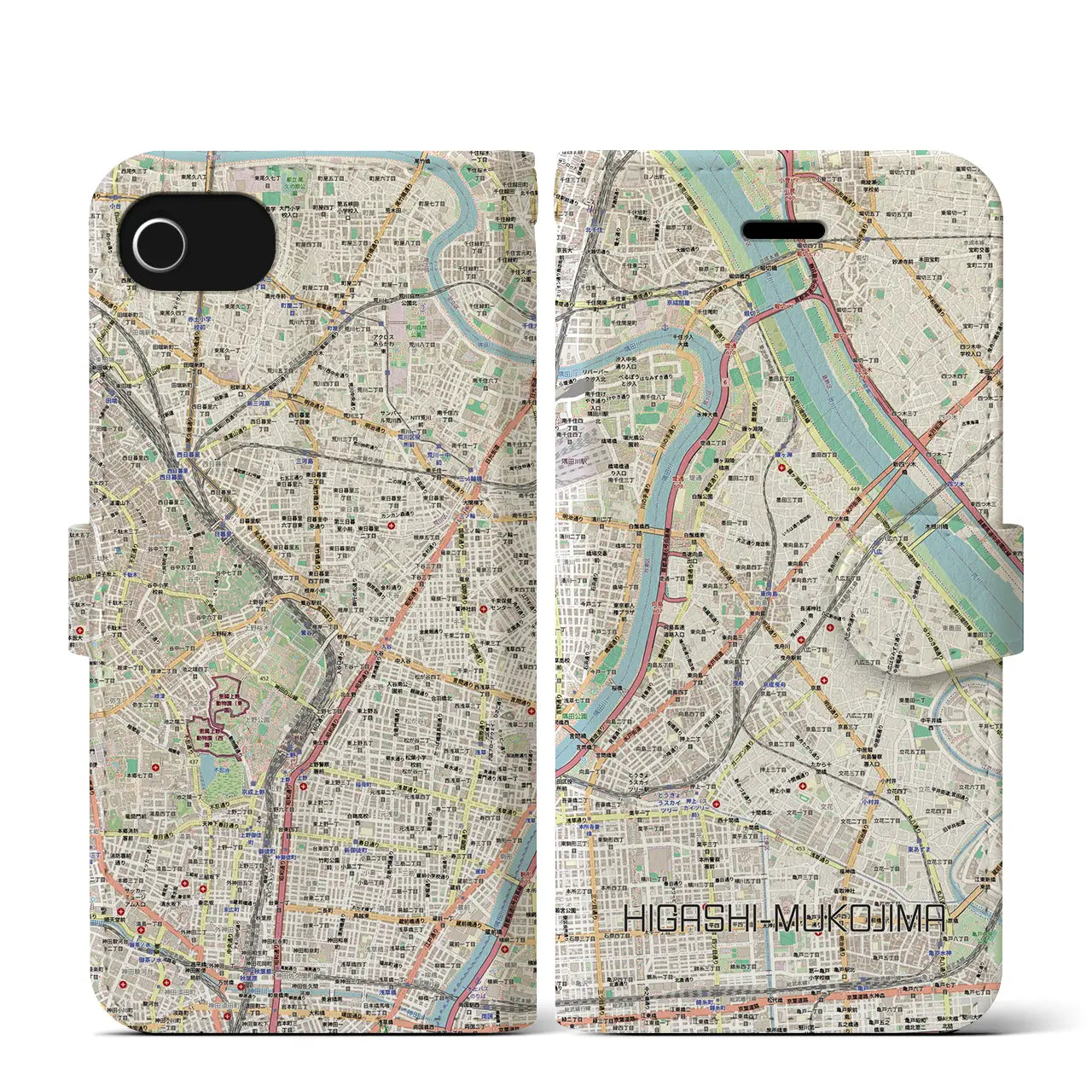 【東向島(東京都)】地図柄iPhoneケース(手帳タイプ)