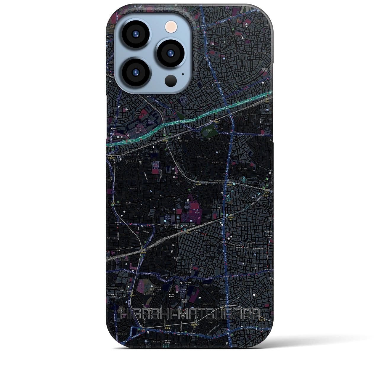 【東松原(東京都)】地図柄iPhoneケース(バックカバータイプ)