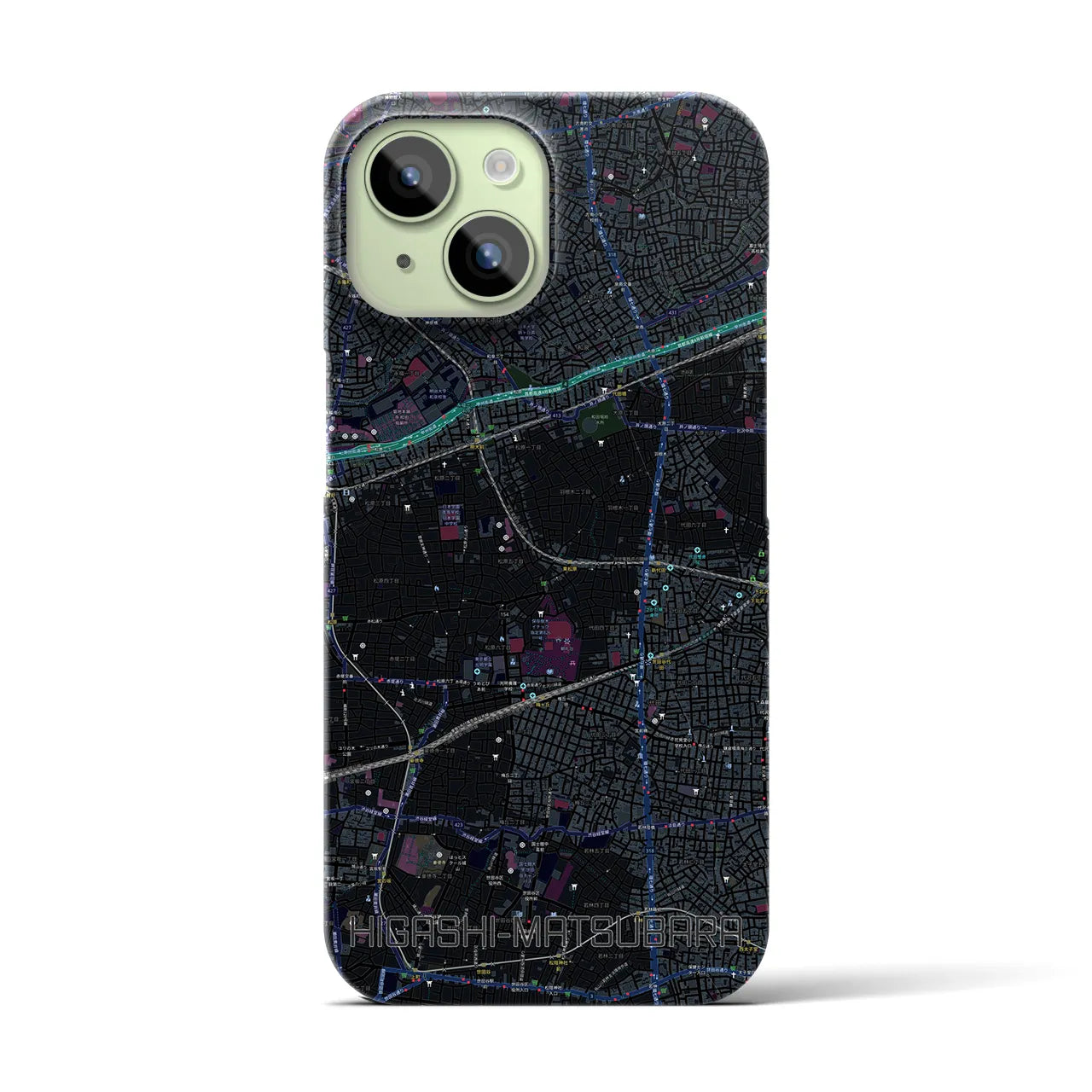 【東松原(東京都)】地図柄iPhoneケース(バックカバータイプ)
