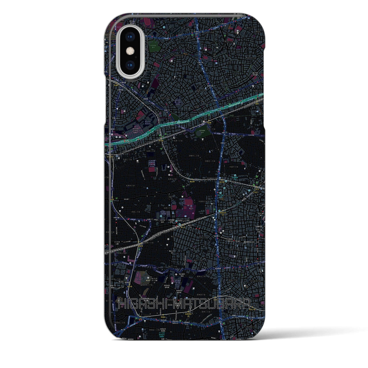 【東松原(東京都)】地図柄iPhoneケース(バックカバータイプ)