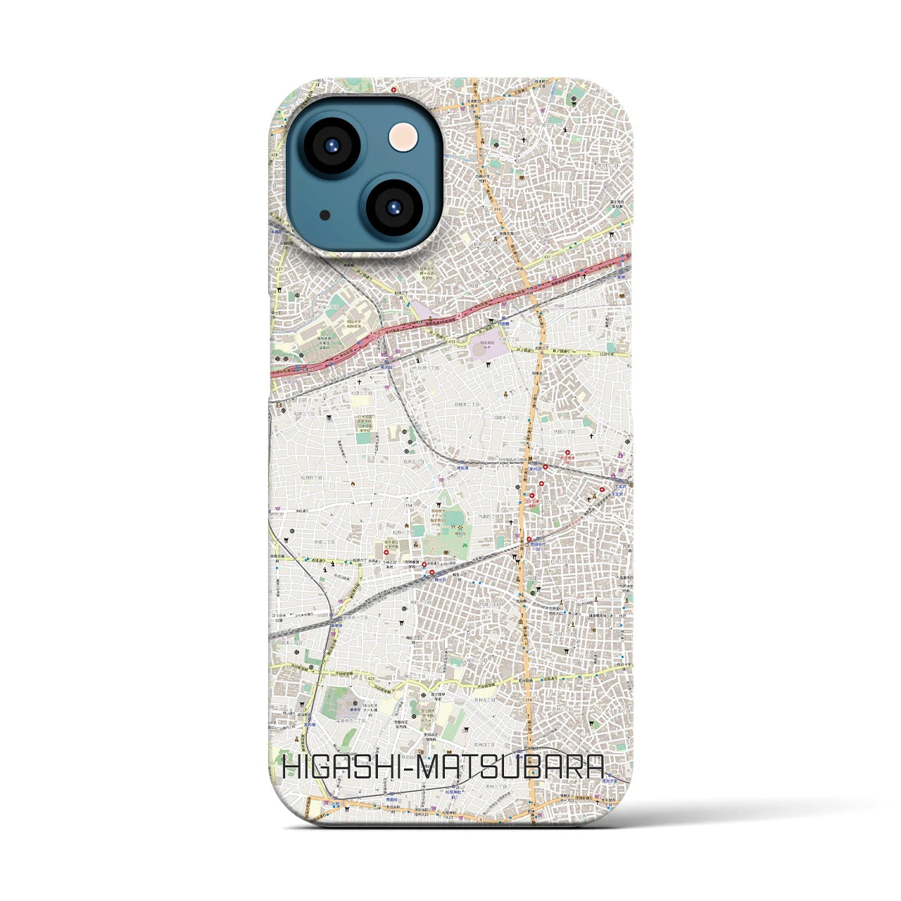 【東松原(東京都)】地図柄iPhoneケース(バックカバータイプ)
