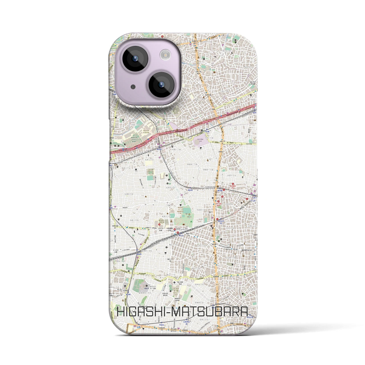 【東松原(東京都)】地図柄iPhoneケース(バックカバータイプ)