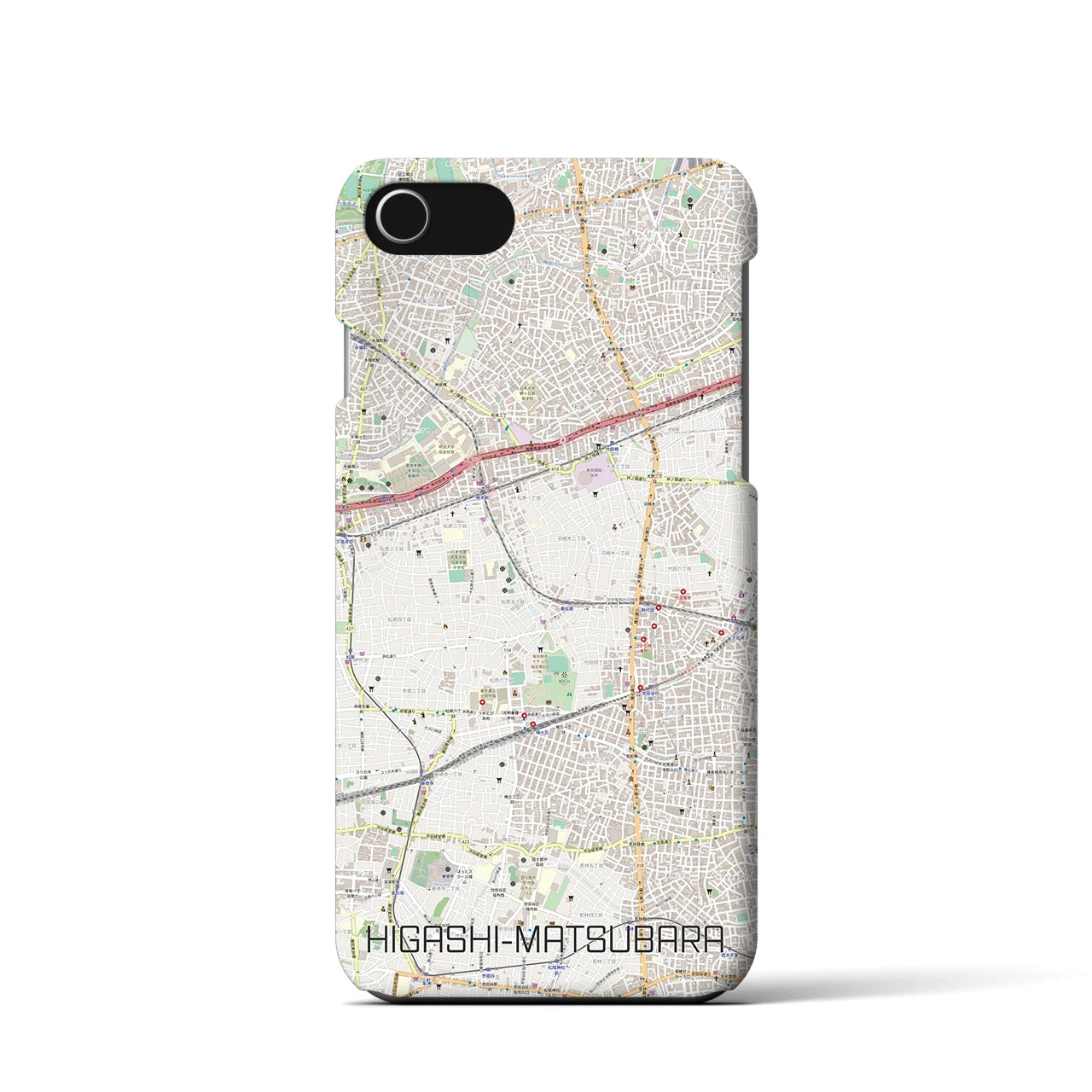 【東松原(東京都)】地図柄iPhoneケース(バックカバータイプ)