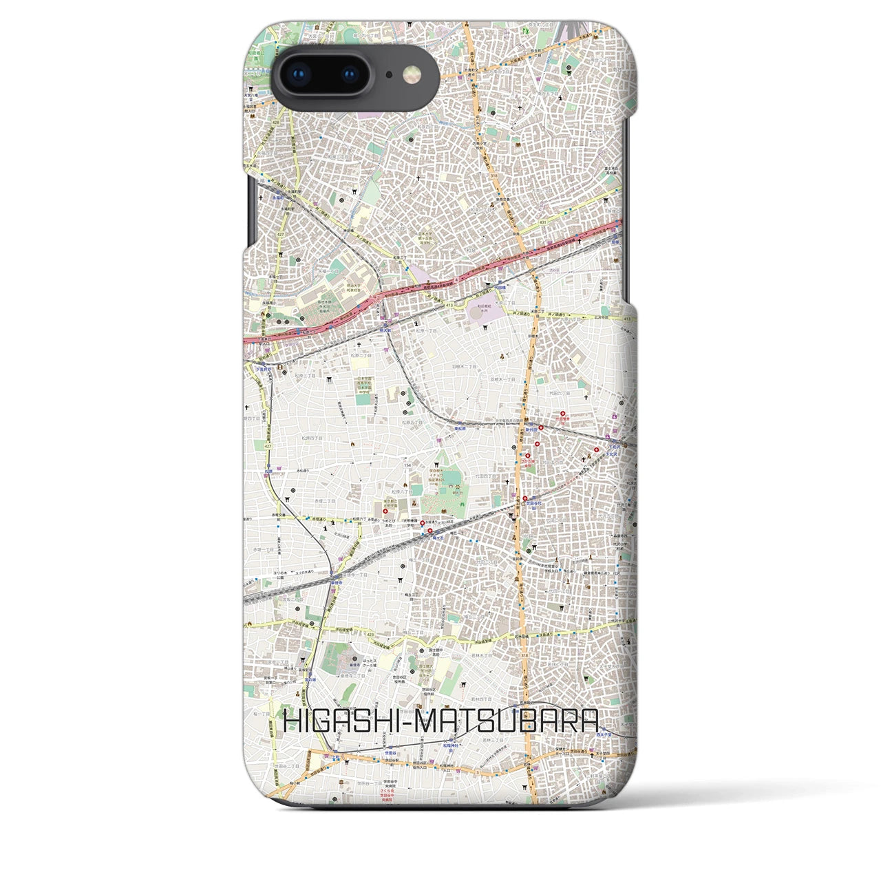 【東松原(東京都)】地図柄iPhoneケース(バックカバータイプ)