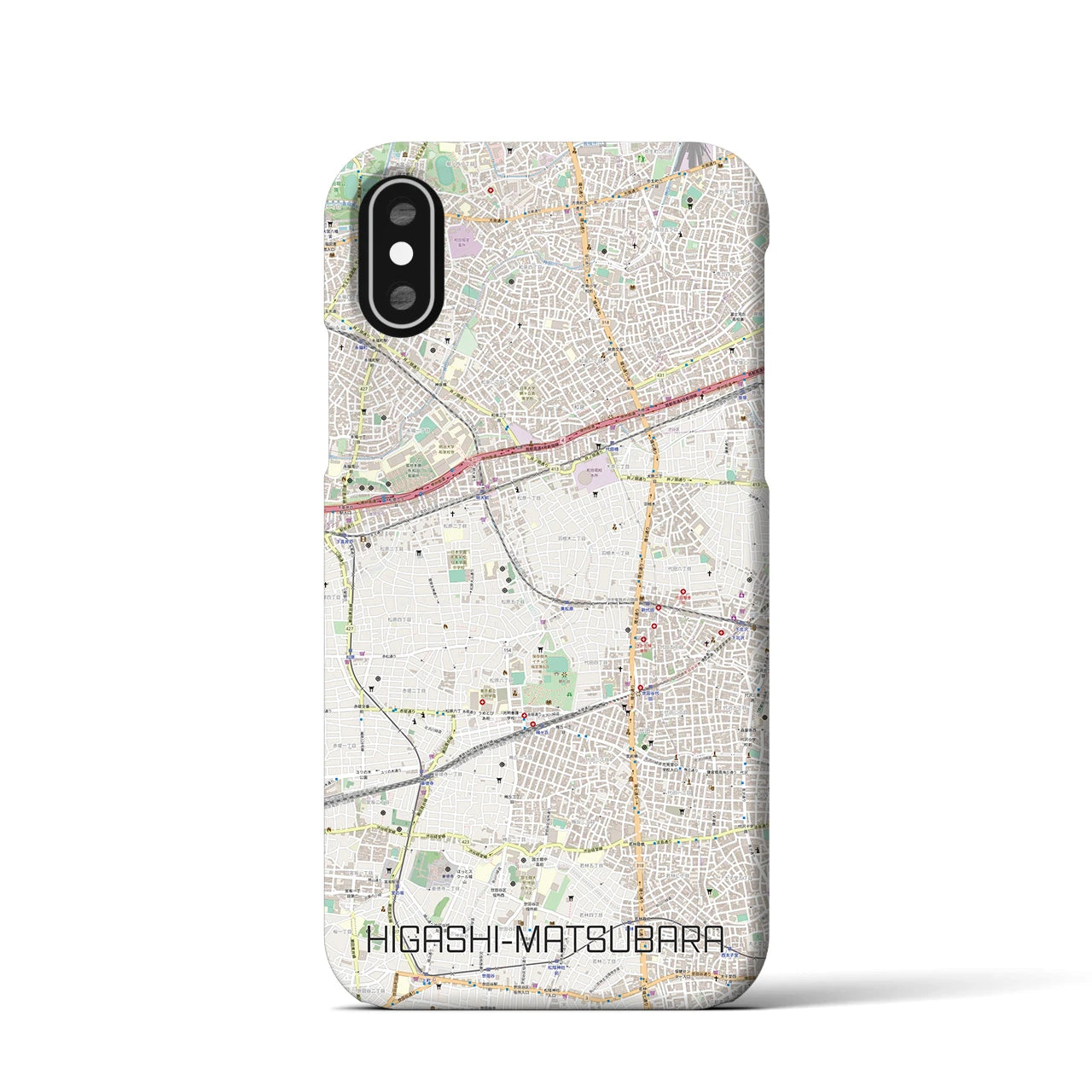 【東松原(東京都)】地図柄iPhoneケース(バックカバータイプ)