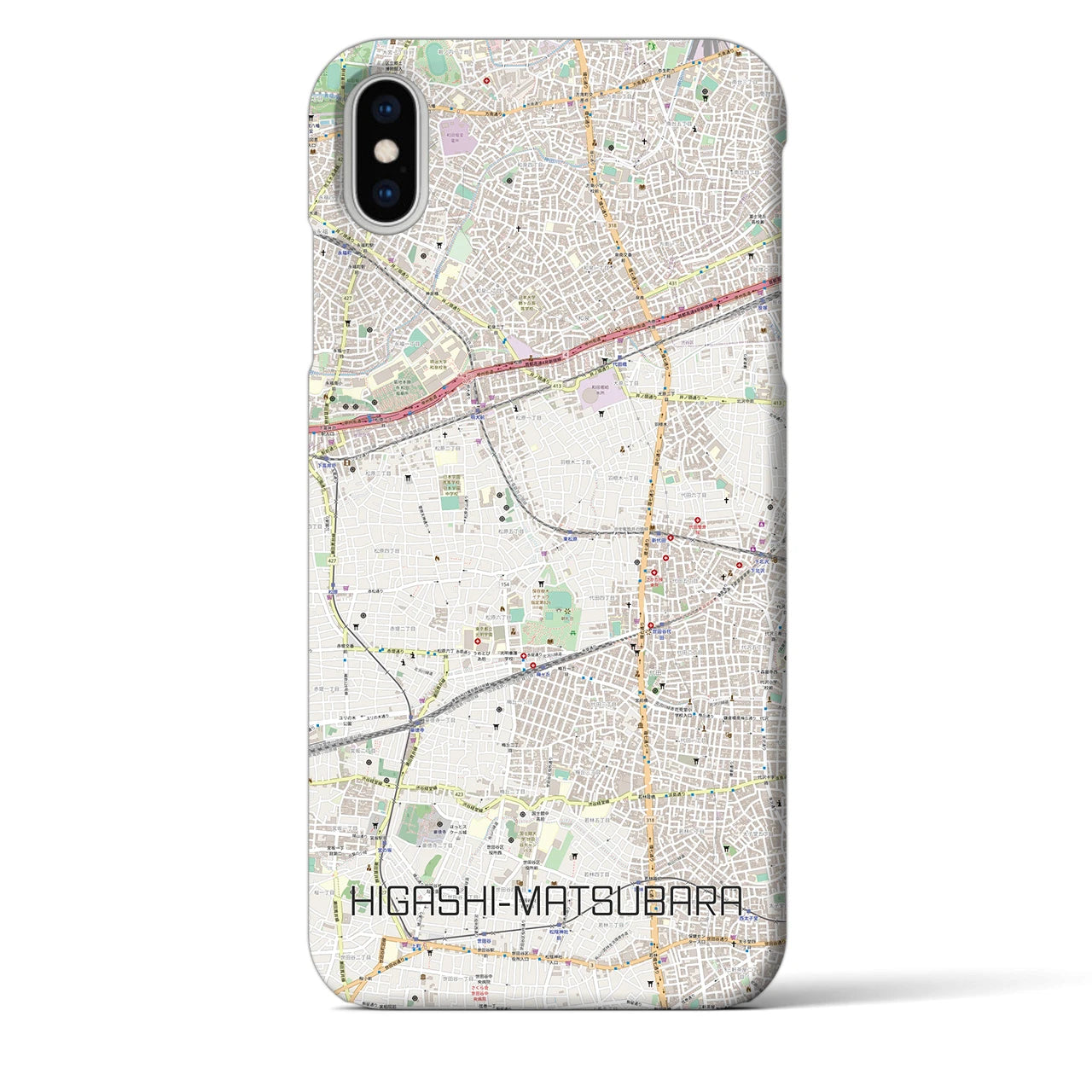 【東松原(東京都)】地図柄iPhoneケース(バックカバータイプ)
