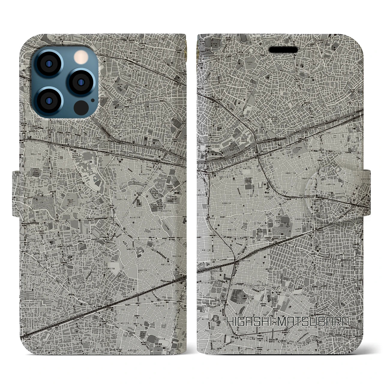 【東松原(東京都)】地図柄iPhoneケース(手帳タイプ)