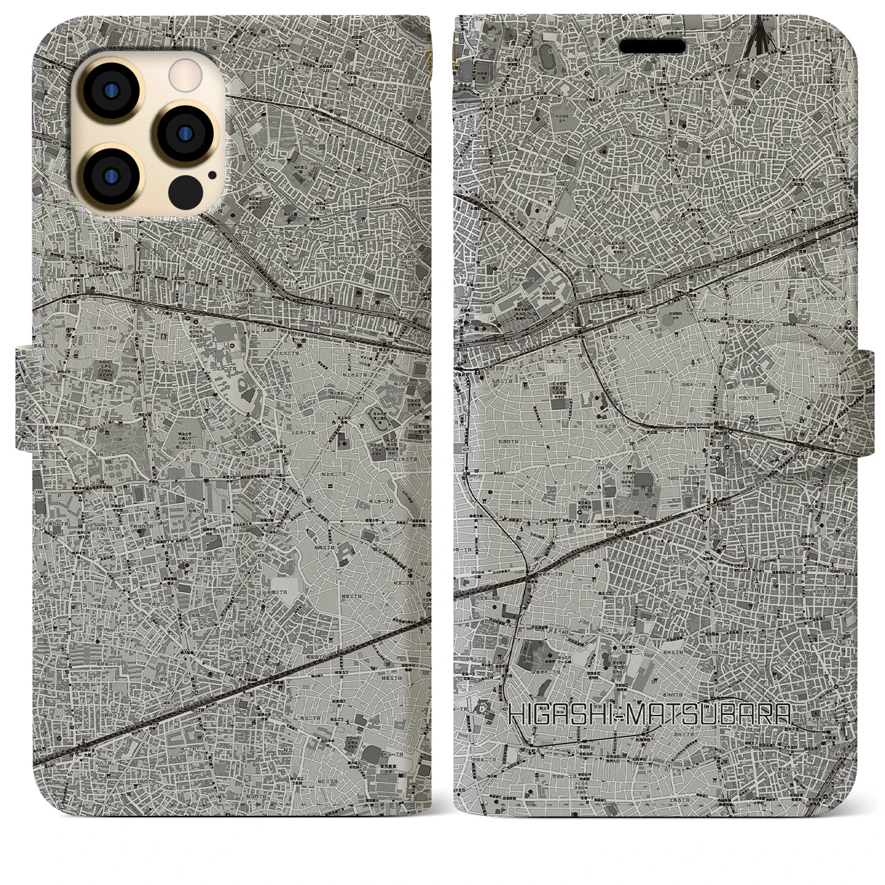 【東松原(東京都)】地図柄iPhoneケース(手帳タイプ)