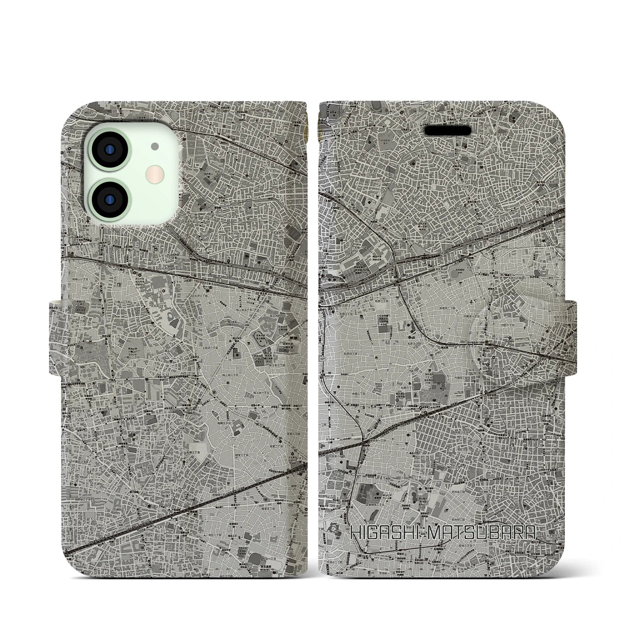 【東松原(東京都)】地図柄iPhoneケース(手帳タイプ)