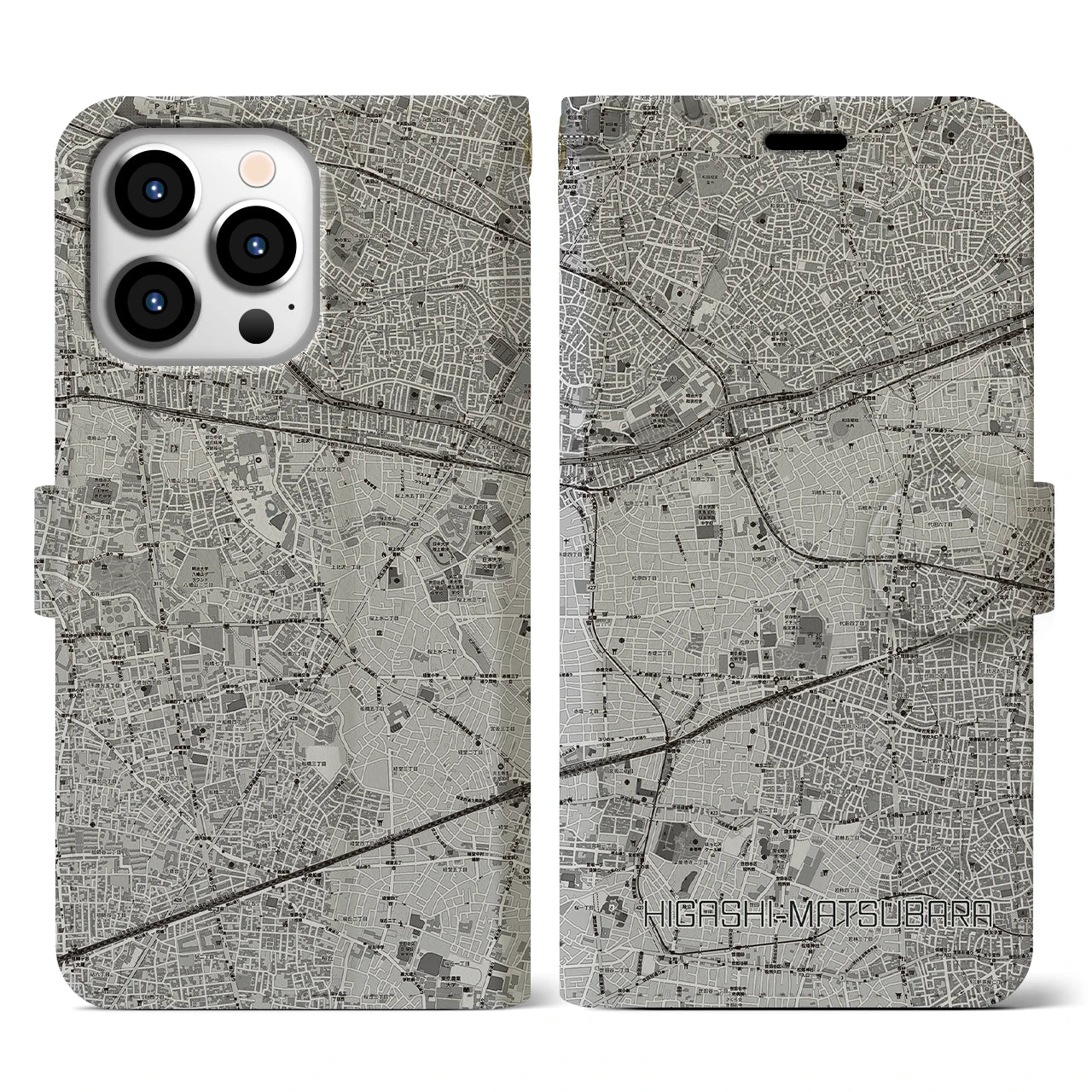 【東松原(東京都)】地図柄iPhoneケース(手帳タイプ)