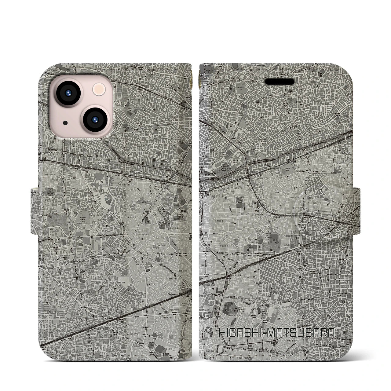 【東松原(東京都)】地図柄iPhoneケース(手帳タイプ)
