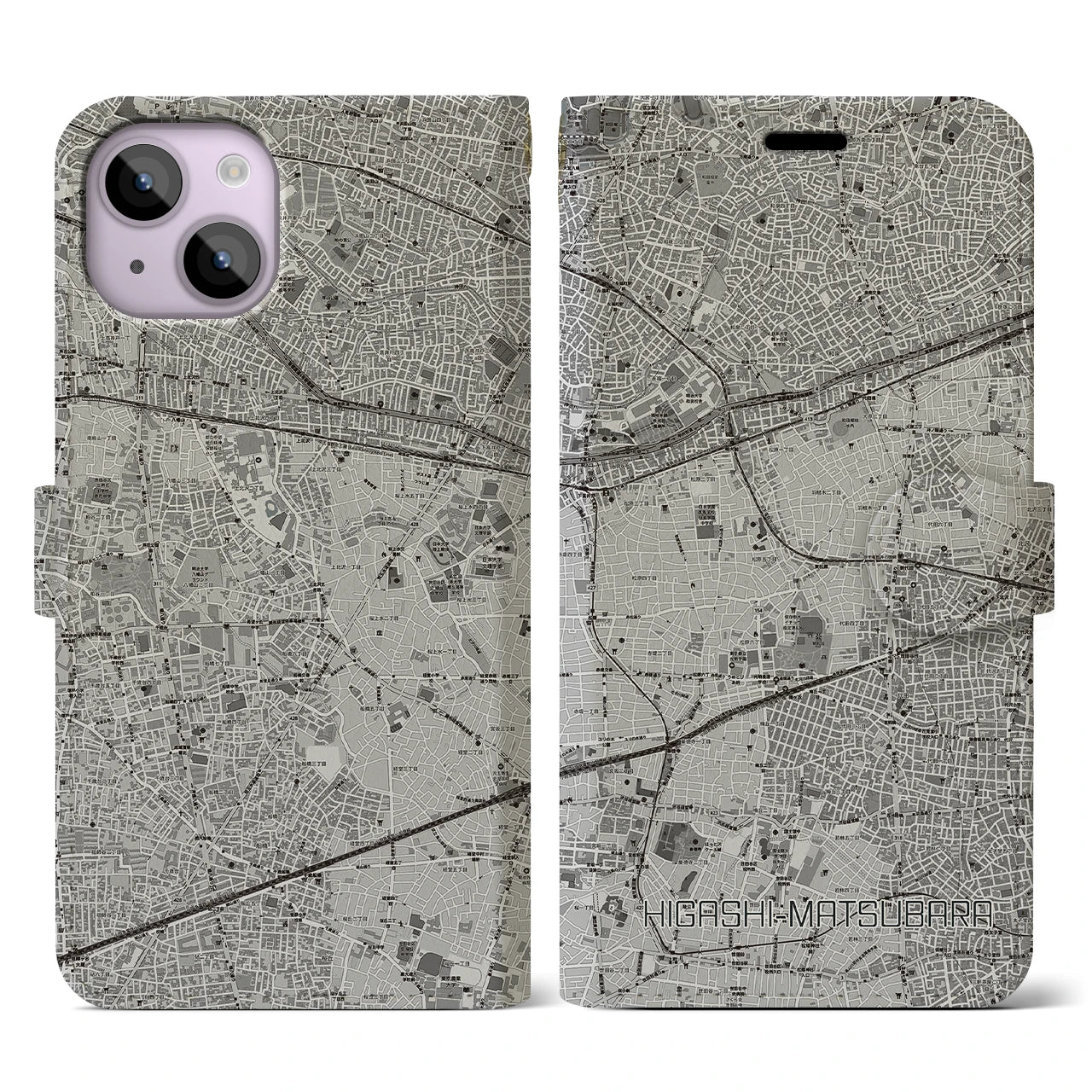 【東松原(東京都)】地図柄iPhoneケース(手帳タイプ)