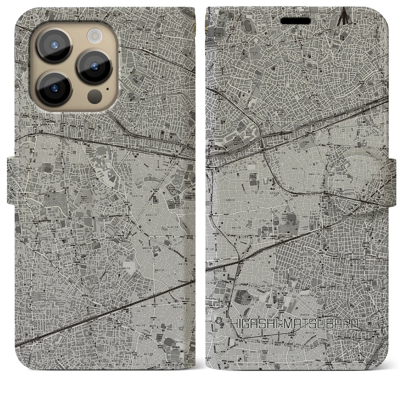 【東松原(東京都)】地図柄iPhoneケース(手帳タイプ)