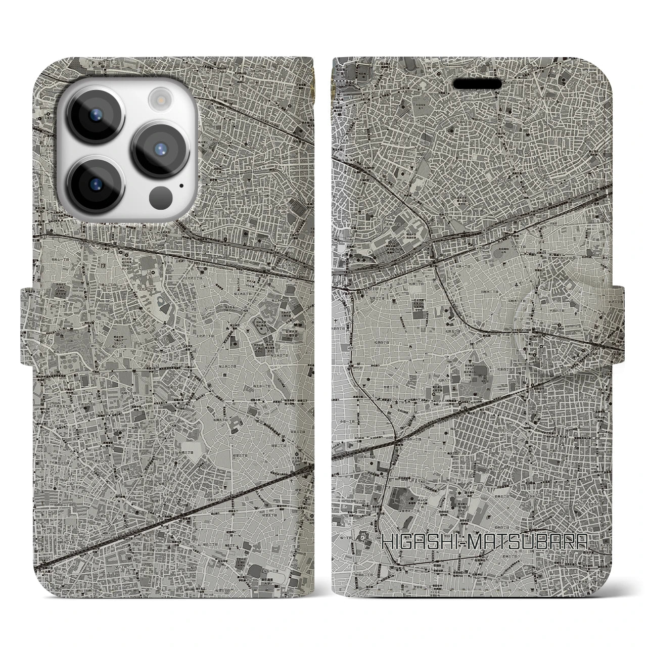 【東松原(東京都)】地図柄iPhoneケース(手帳タイプ)