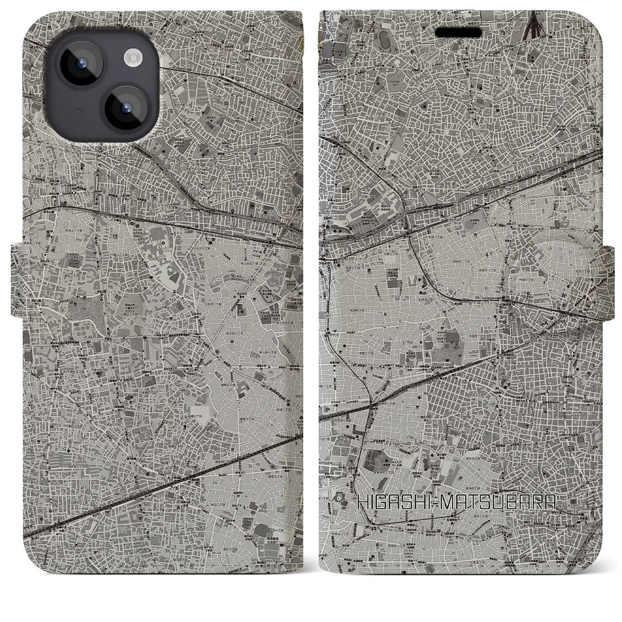 【東松原(東京都)】地図柄iPhoneケース(手帳タイプ)