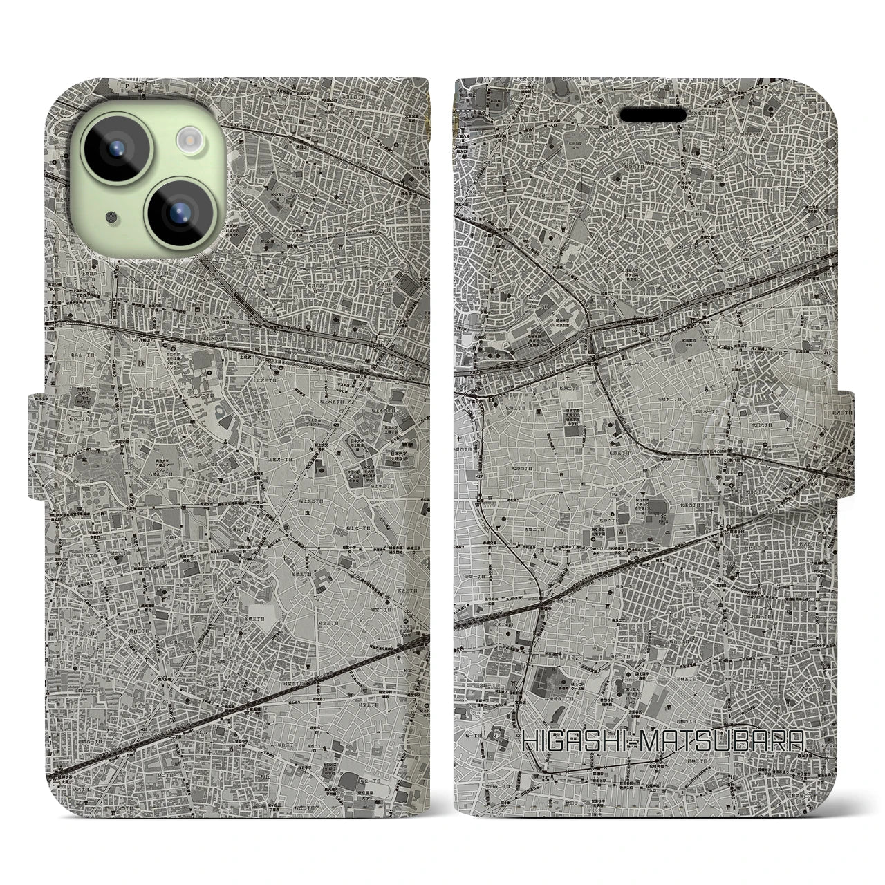 【東松原(東京都)】地図柄iPhoneケース(手帳タイプ)