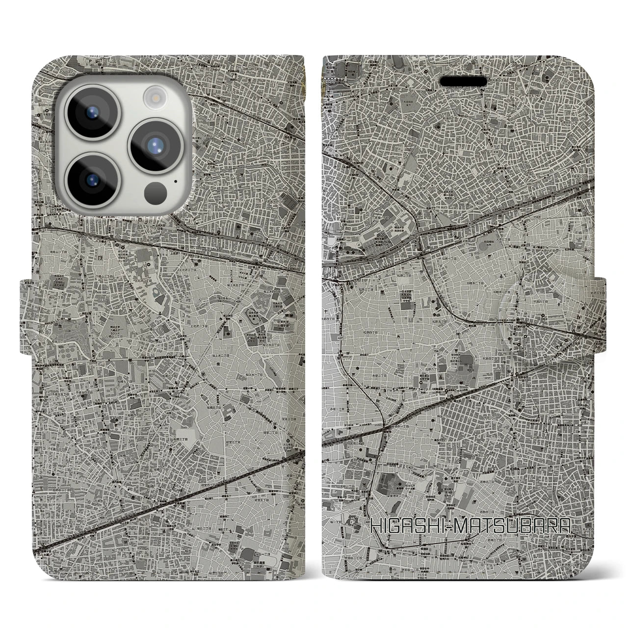 【東松原(東京都)】地図柄iPhoneケース(手帳タイプ)