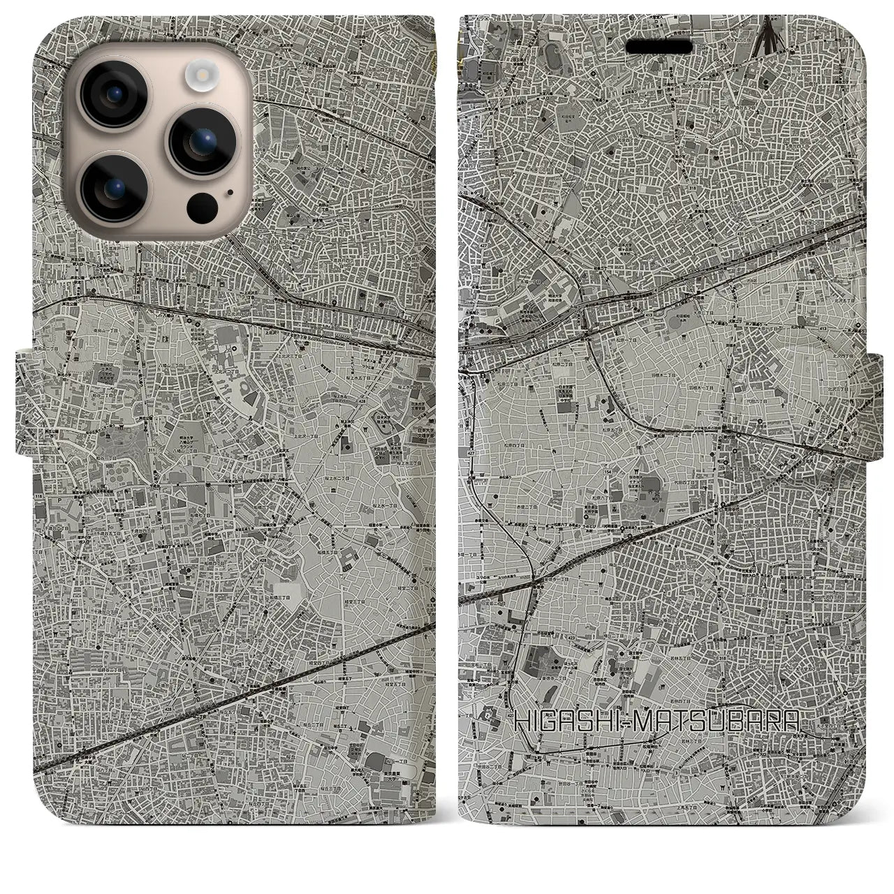 【東松原(東京都)】地図柄iPhoneケース(手帳タイプ)