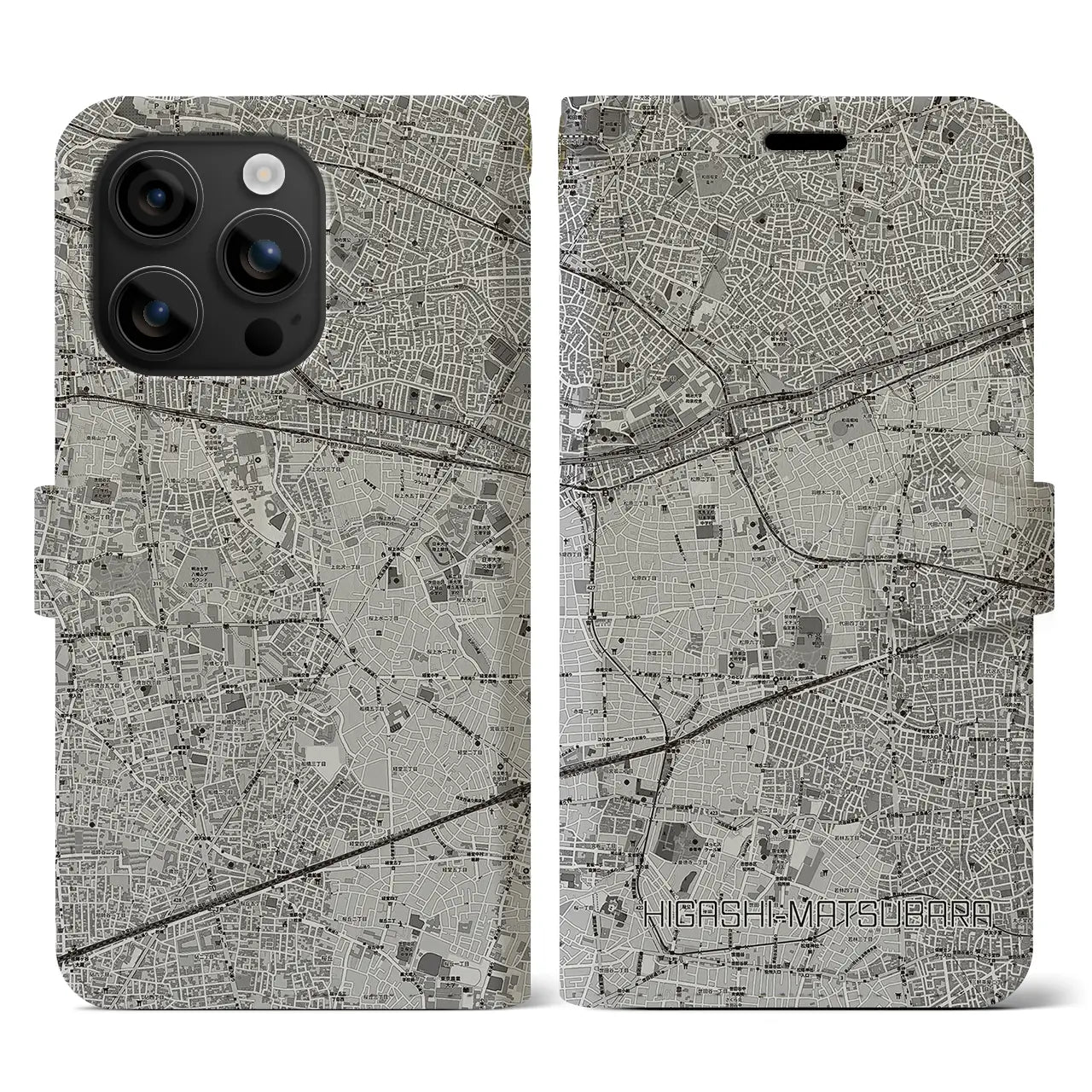 【東松原(東京都)】地図柄iPhoneケース(手帳タイプ)