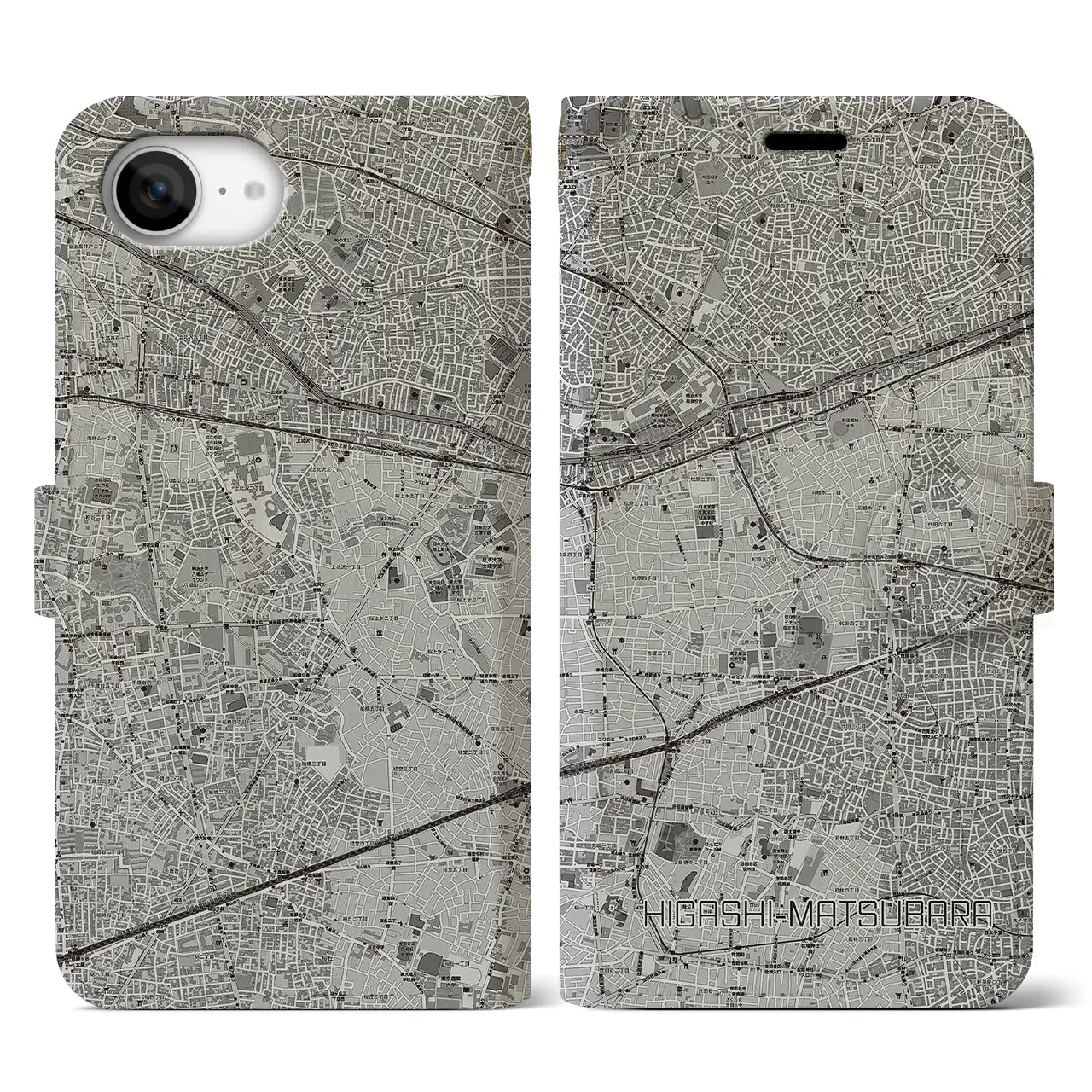 【東松原(東京都)】地図柄iPhoneケース(手帳タイプ)