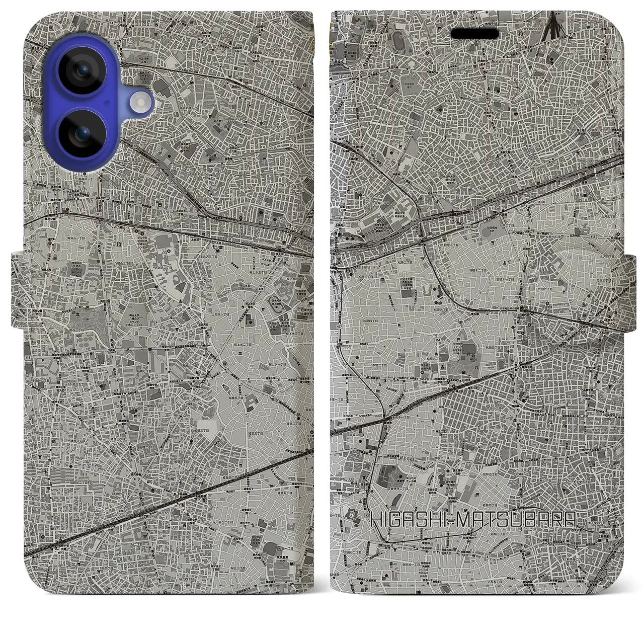 【東松原(東京都)】地図柄iPhoneケース(手帳タイプ)