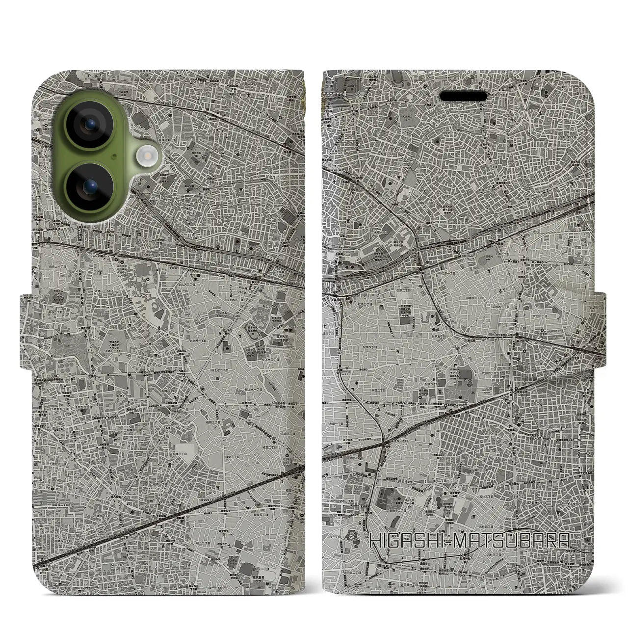 【東松原(東京都)】地図柄iPhoneケース(手帳タイプ)