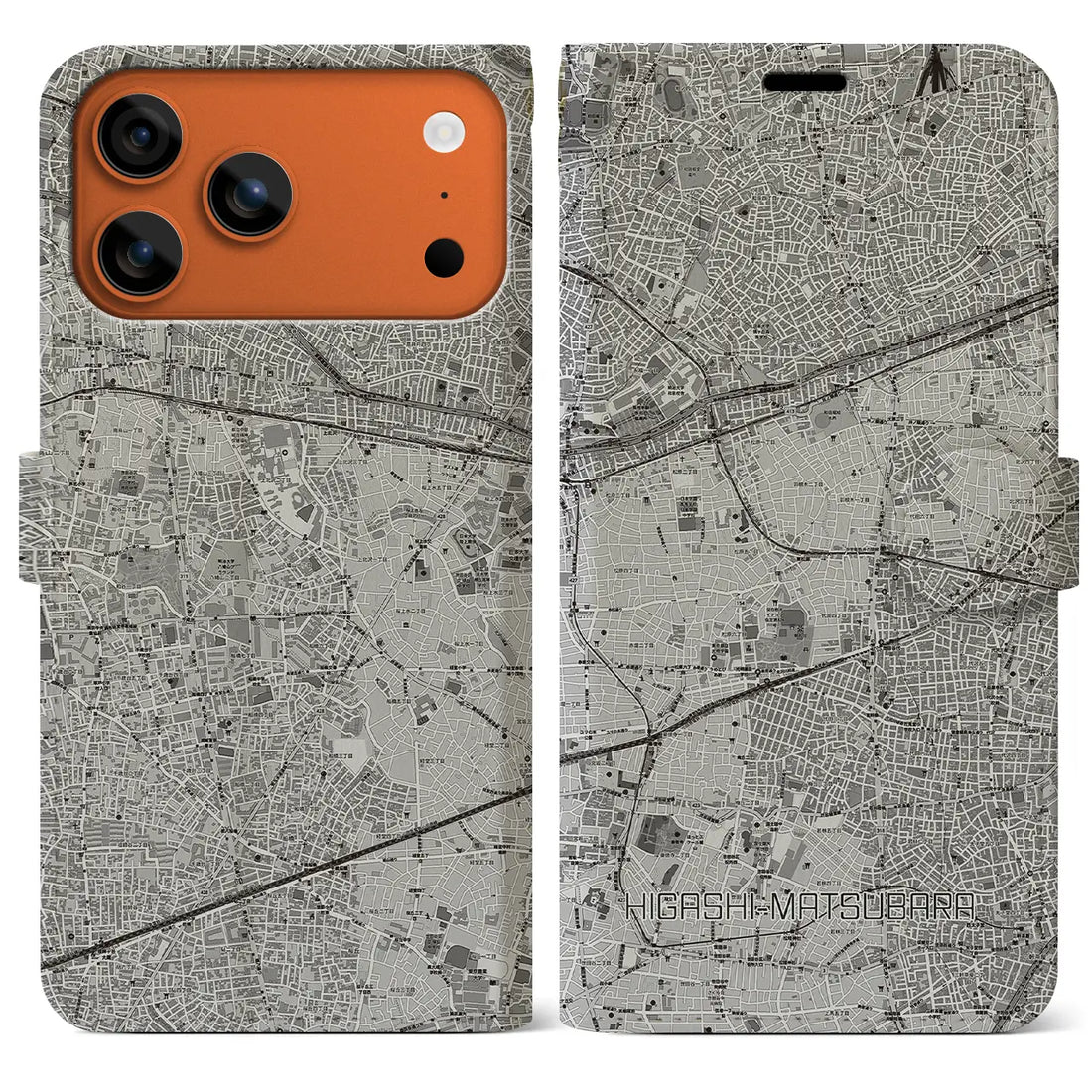 【東松原(東京都)】地図柄iPhoneケース(手帳タイプ)