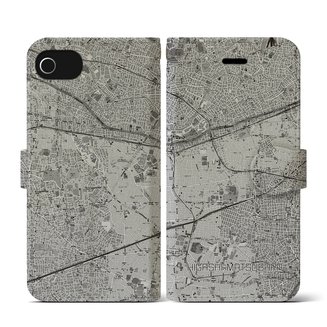 【東松原(東京都)】地図柄iPhoneケース(手帳タイプ)