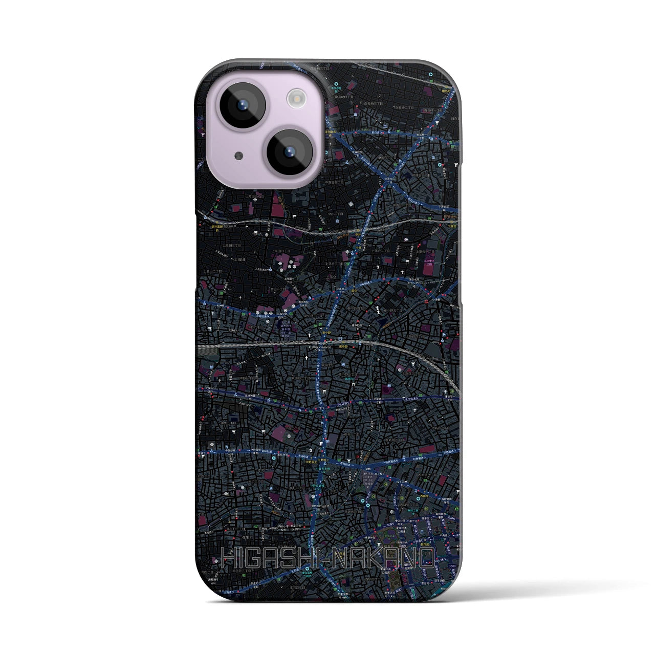 【東中野2(東京都)】地図柄iPhoneケース(バックカバータイプ)
