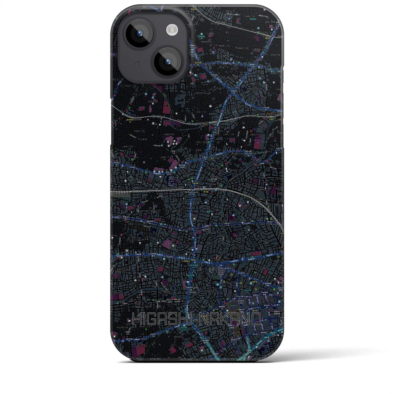 【東中野2(東京都)】地図柄iPhoneケース(バックカバータイプ)