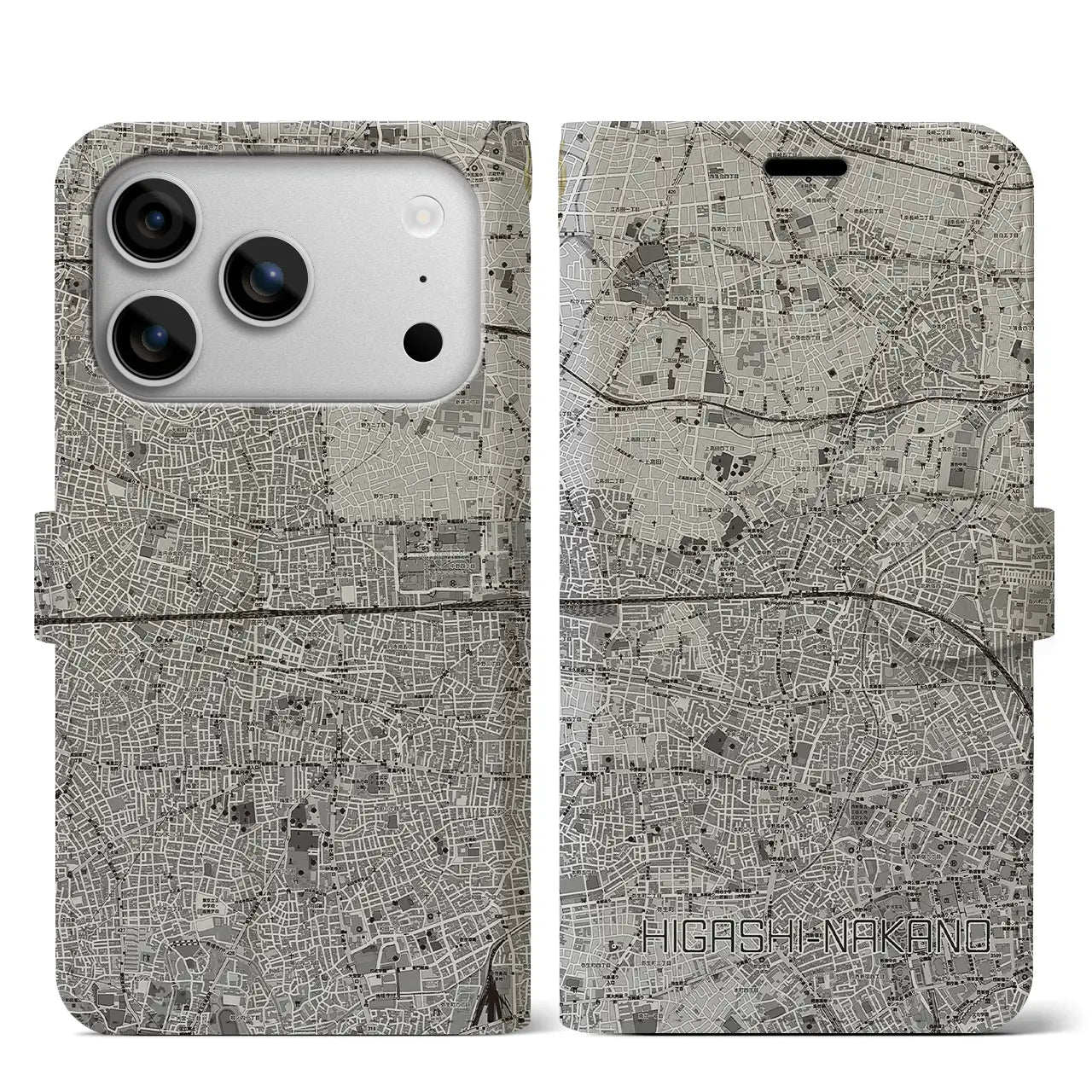 【東中野2(東京都)】地図柄iPhoneケース(手帳タイプ)
