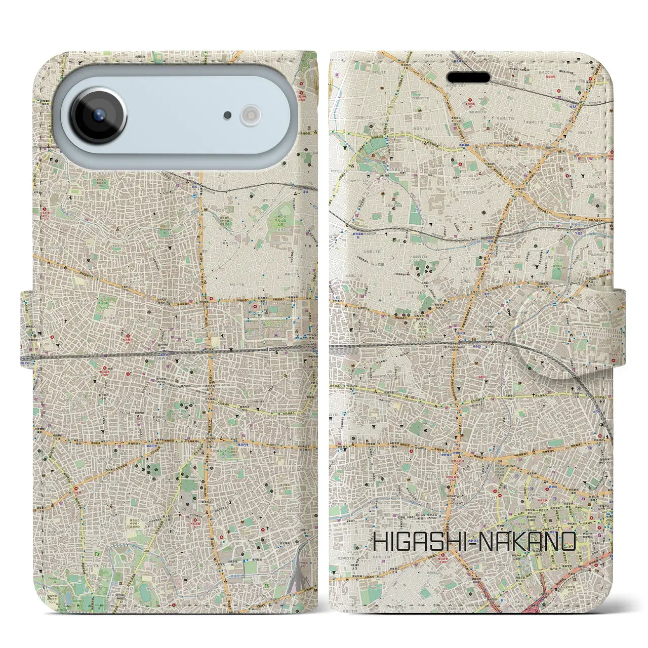 【東中野2(東京都)】地図柄iPhoneケース(手帳タイプ)