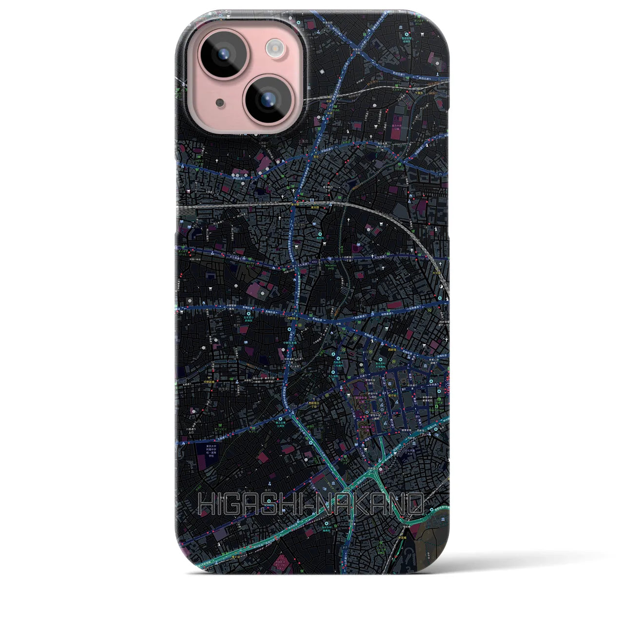 【東中野(東京都)】地図柄iPhoneケース(バックカバータイプ)