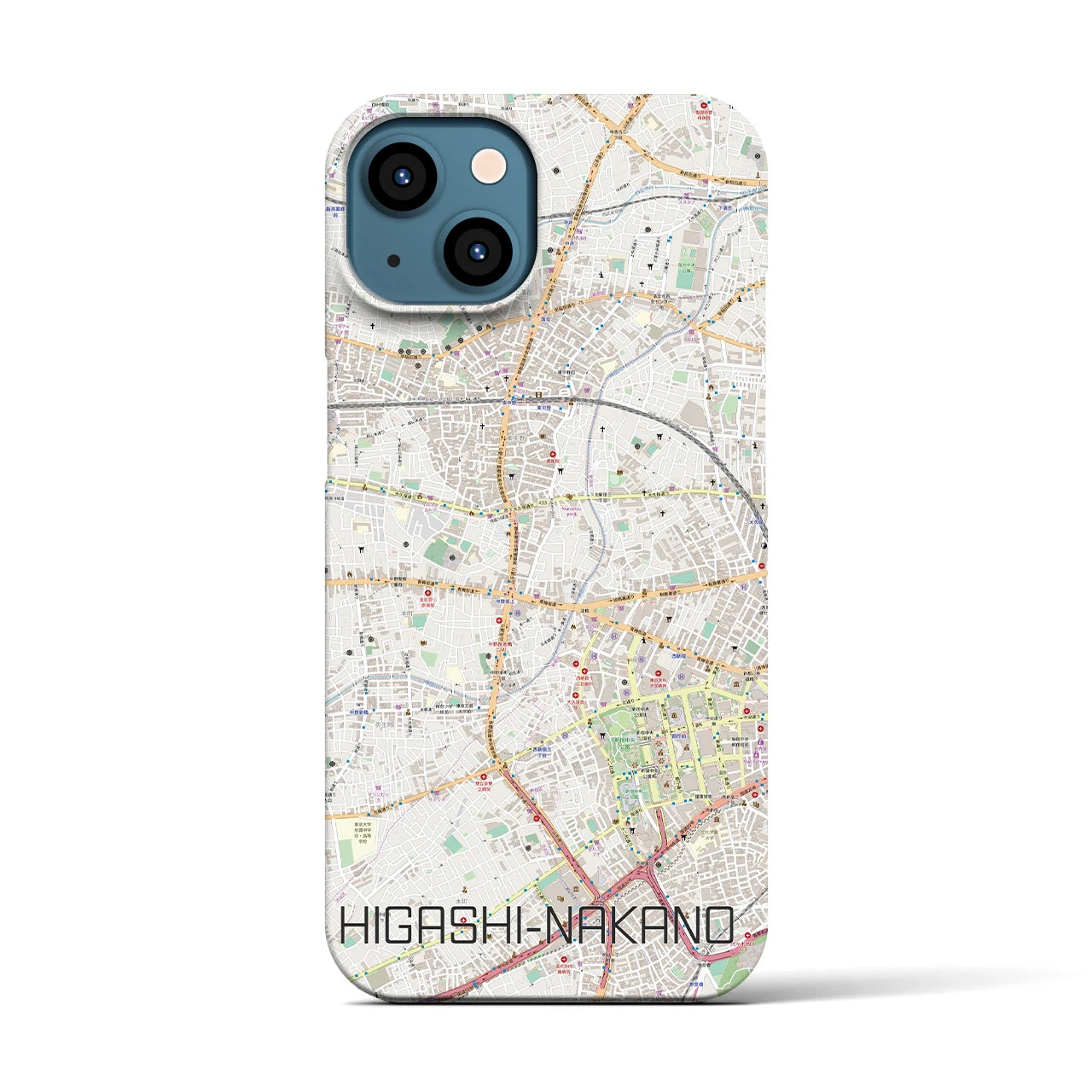 【東中野(東京都)】地図柄iPhoneケース(バックカバータイプ)