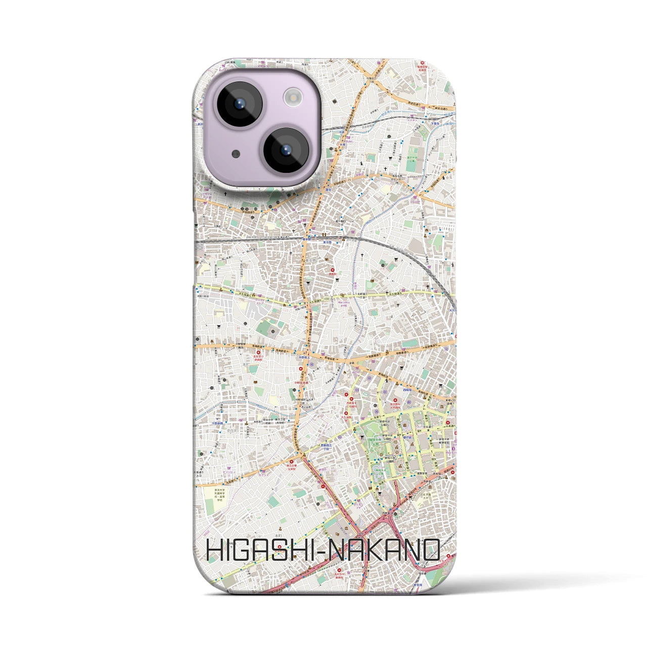 【東中野(東京都)】地図柄iPhoneケース(バックカバータイプ)