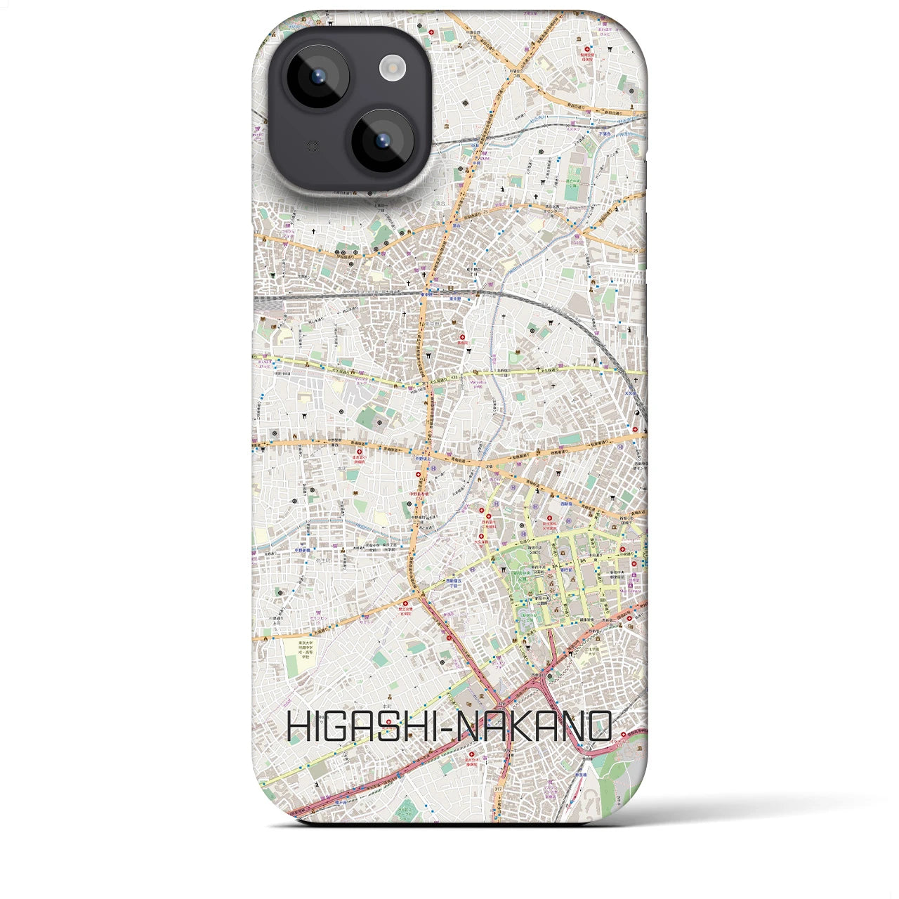 【東中野(東京都)】地図柄iPhoneケース(バックカバータイプ)