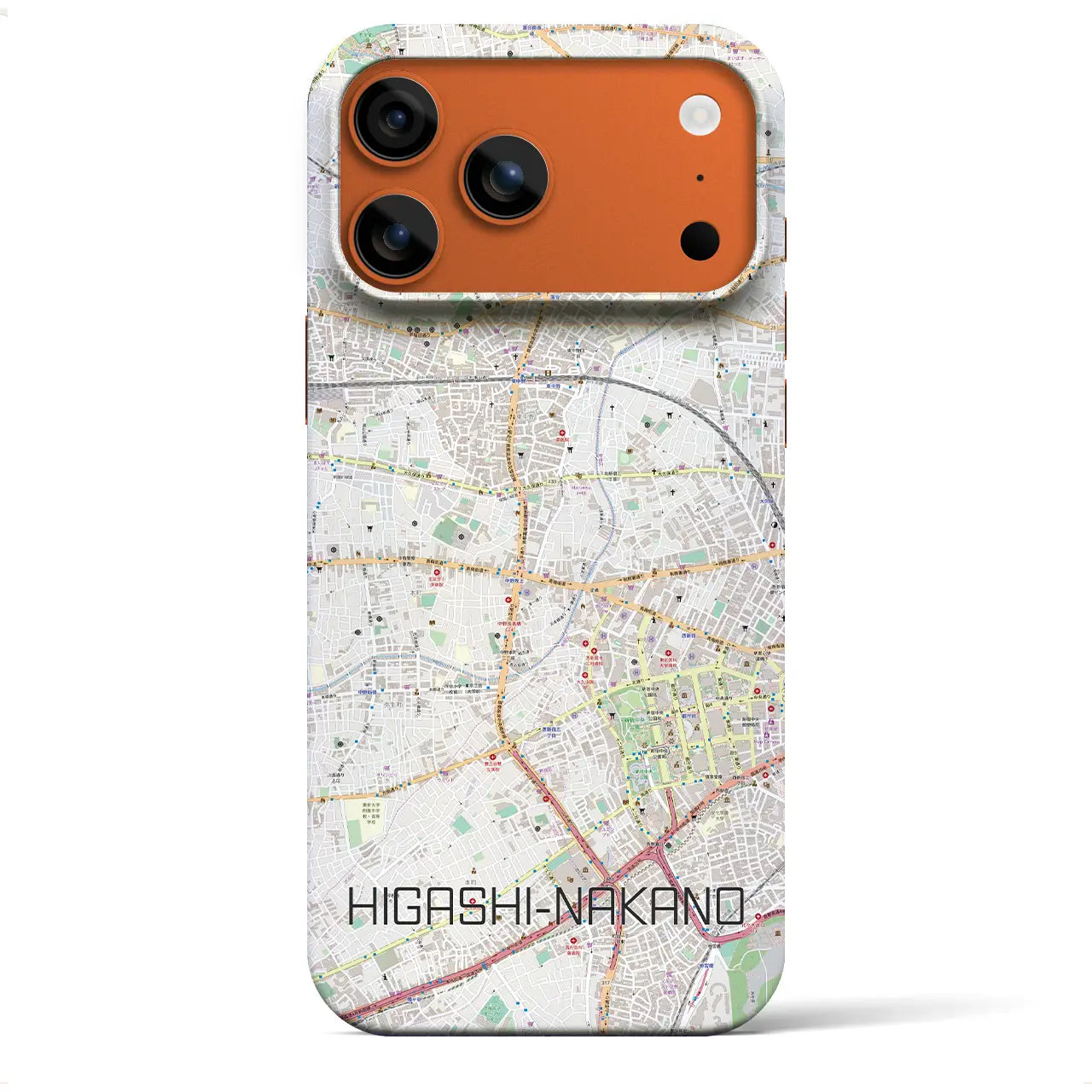 【東中野(東京都)】地図柄iPhoneケース(バックカバータイプ)ナチュラル・iPhone 17 Pro Max 用