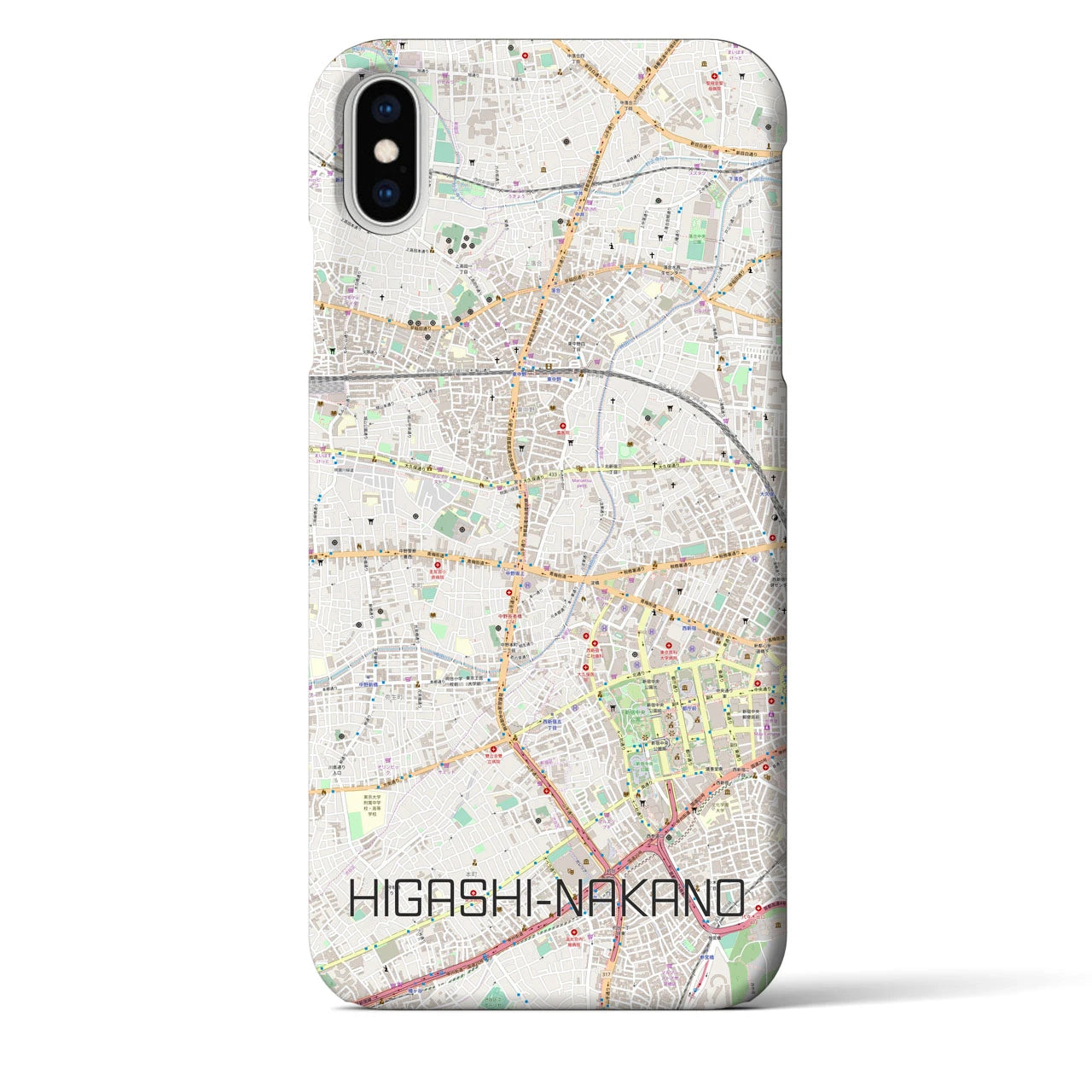 【東中野(東京都)】地図柄iPhoneケース(バックカバータイプ)