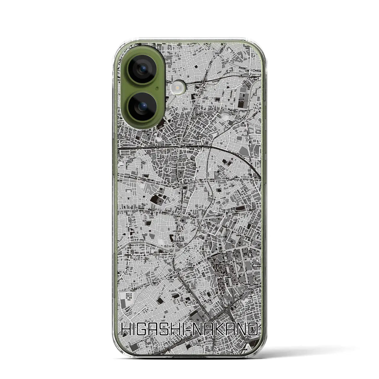 【東中野(東京都)】地図柄iPhoneケース(クリアタイプ)モノトーン・iPhone 17 Pro Max 用