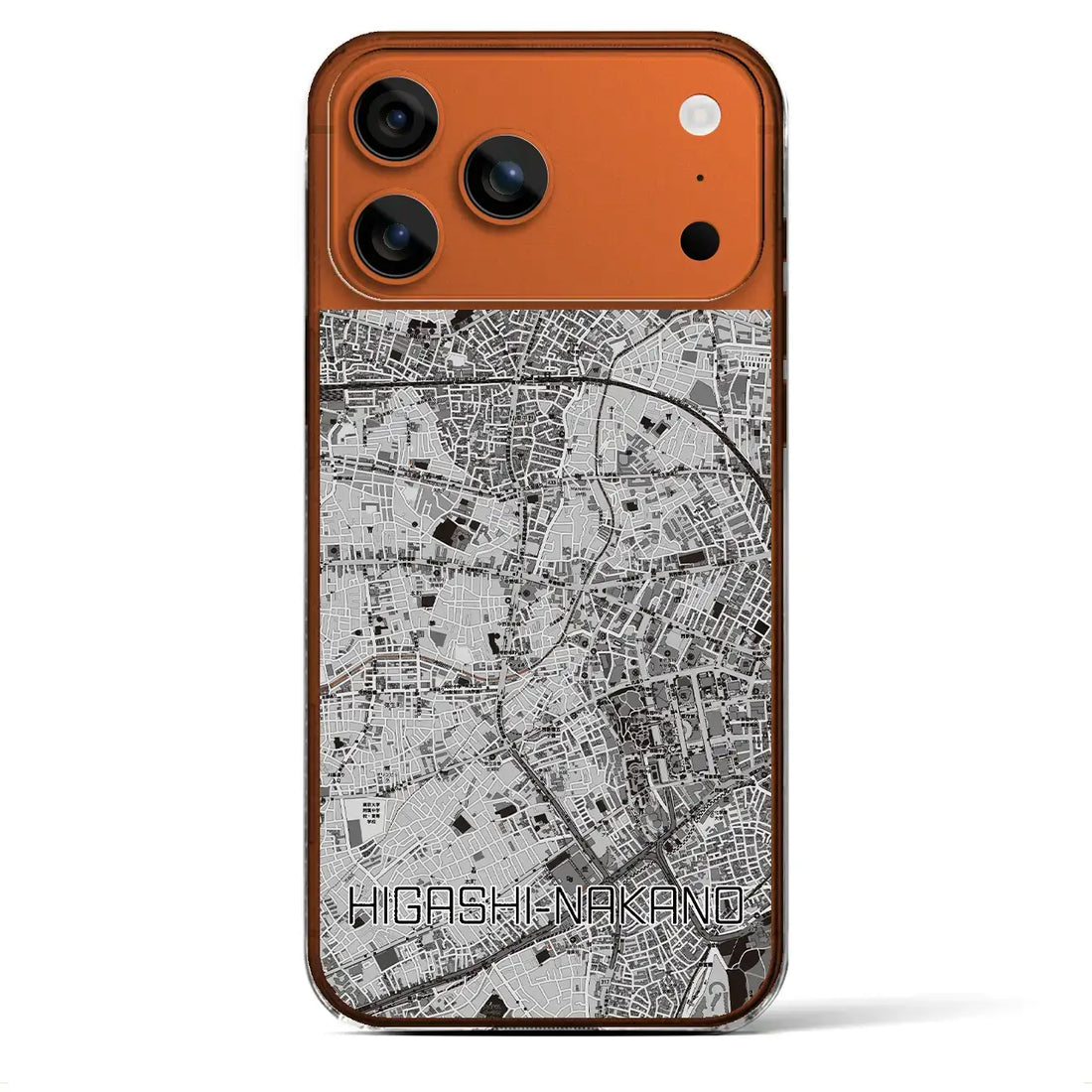 【東中野(東京都)】地図柄iPhoneケース(クリアタイプ)モノトーン・iPhone 17 Pro Max 用