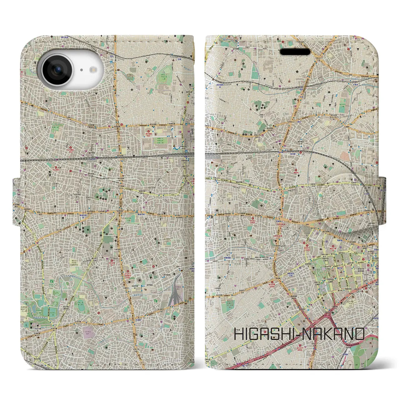 【東中野(東京都)】地図柄iPhoneケース(手帳タイプ)