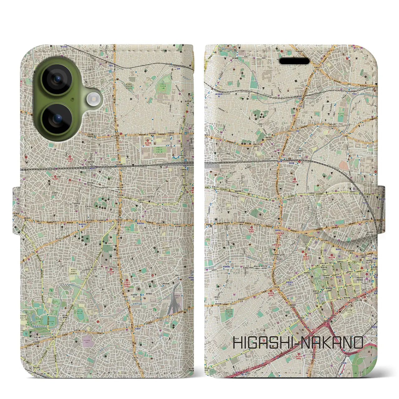 【東中野(東京都)】地図柄iPhoneケース(手帳タイプ)