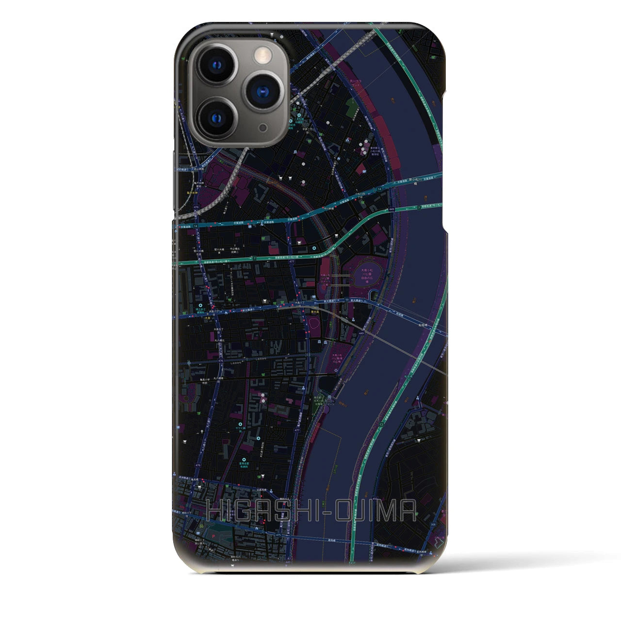 【東大島(東京都)】地図柄iPhoneケース(バックカバータイプ)