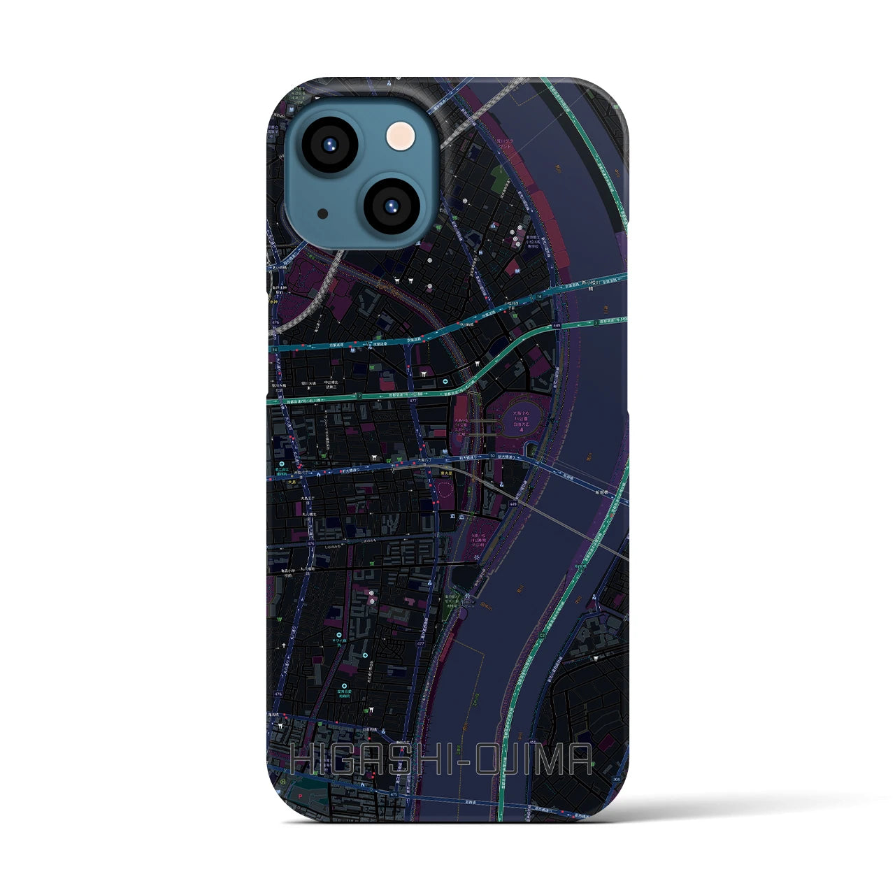 【東大島(東京都)】地図柄iPhoneケース(バックカバータイプ)